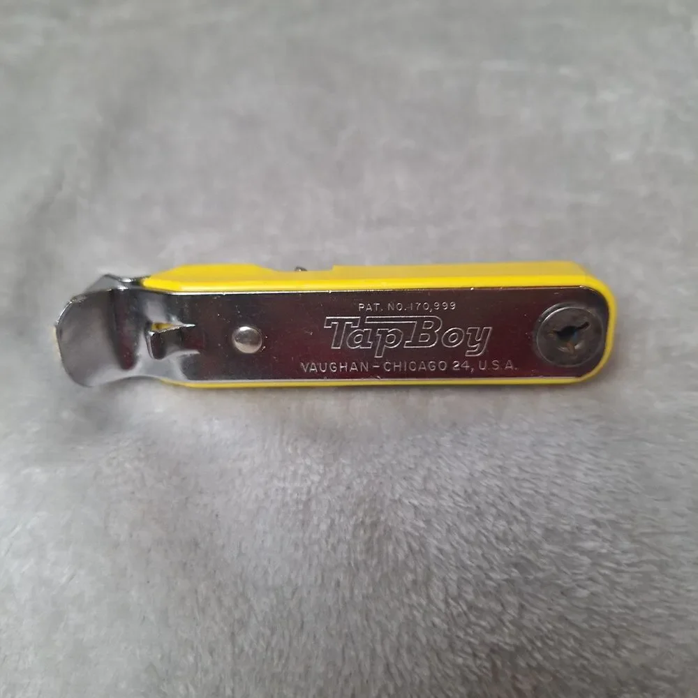 Vintage Vaughan's Tap Boy Yellow Multi Tool Bottle Opener USA Chicago, Il